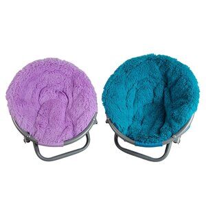 My Life As Saucer Chair 18" Doll Lot of 2 Purple Blue Turquoise Fluffy Furniture